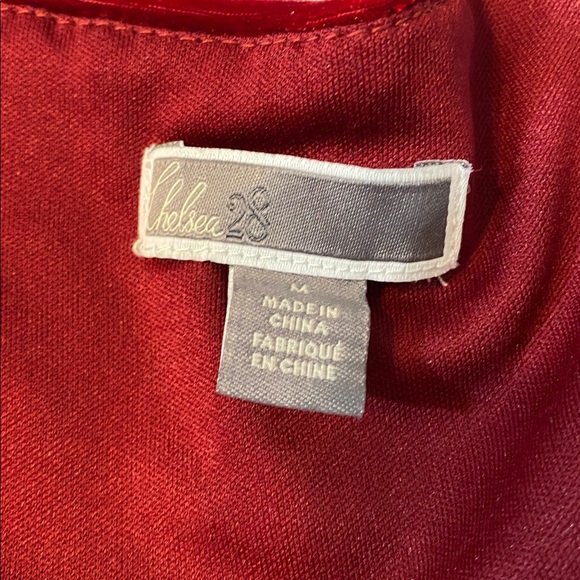 Chelsea 28 Burgundy Velvet Flutter Sleeve Faux Wrap Maxi Dress Size Medium - Picture 3 of 7